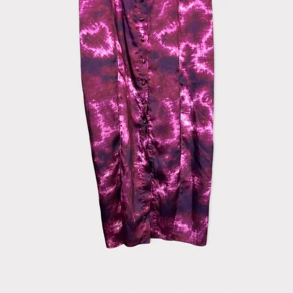 CINQ A SEPT Tie Dye Alexa Dress Size 6 Slip Dress Purple Long Maxi Satin - Picture 3 of 12
